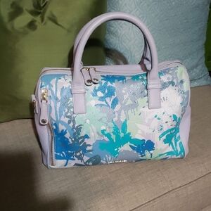 Vera Bradley Leather Camo Floral Blue and Green on Gray Women's Bag